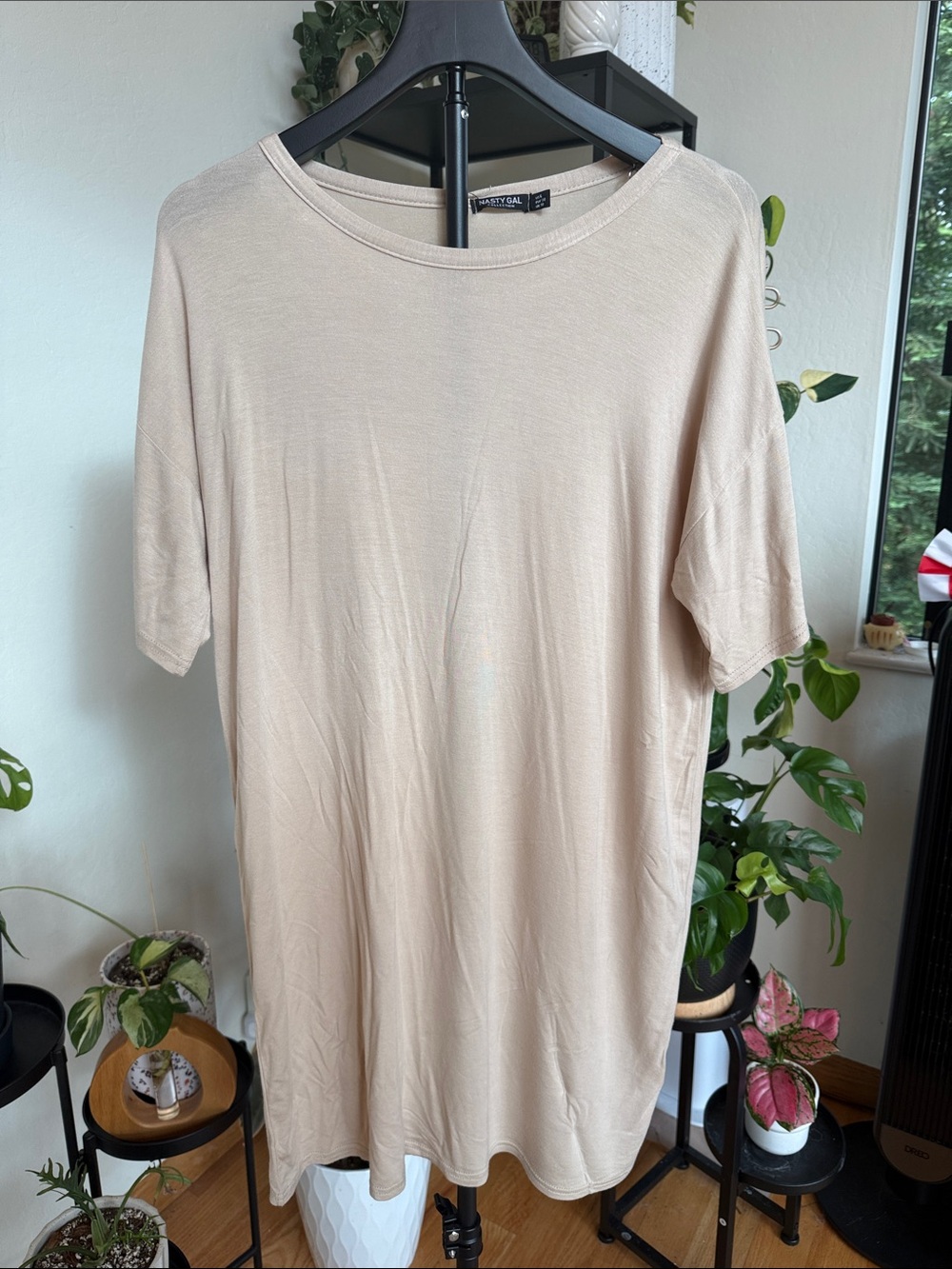 Nasty Gal Light Beige Crewneck Mini Dress